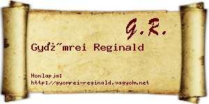 Gyömrei Reginald névjegykártya
